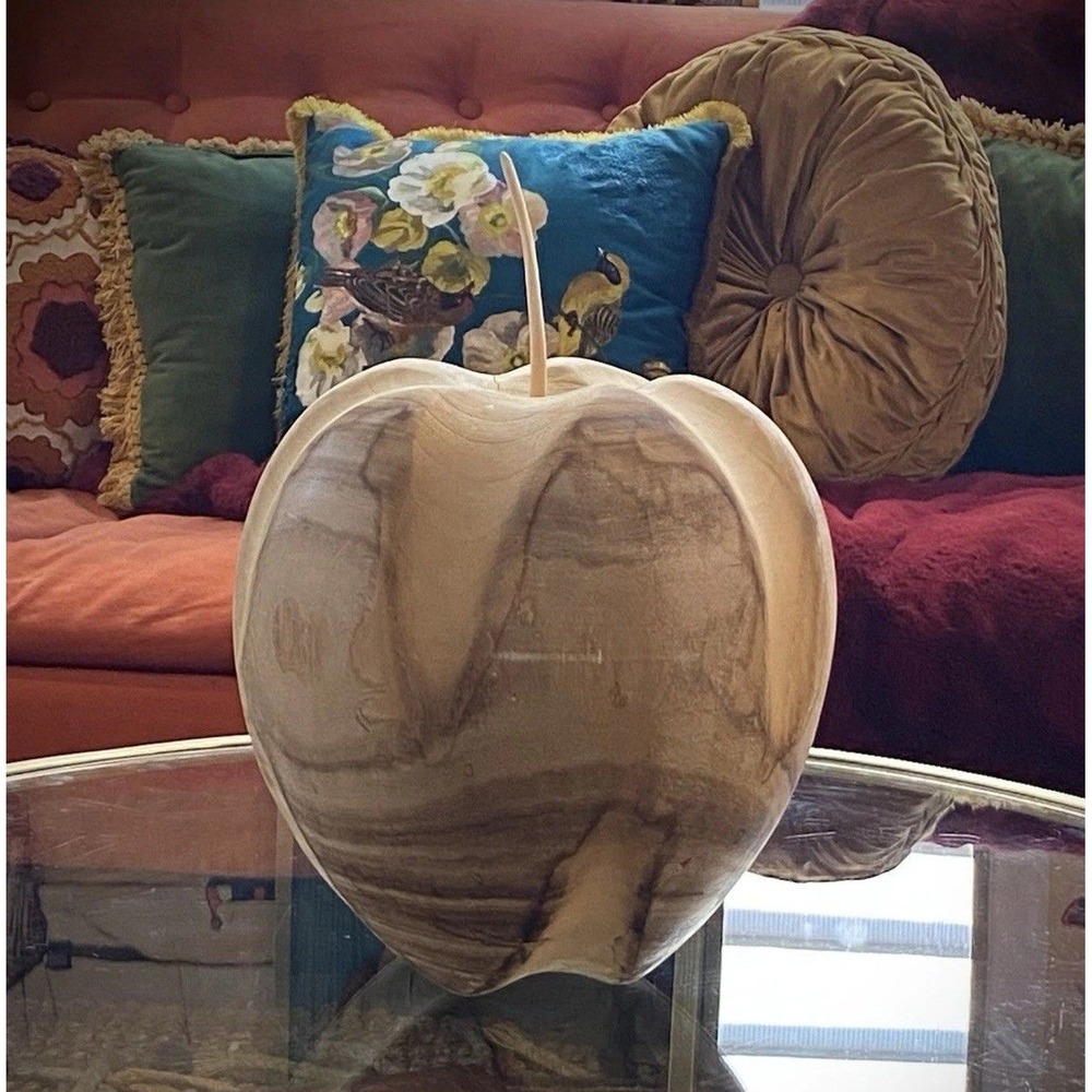 HUGE Wooden Apple Art Sculpture Home Decor Centerpiece Conversation Piece Unique